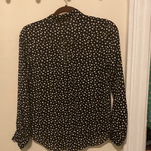 H&M black button up blouse with white dots - Picture 4 of 4
